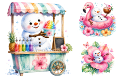 Summer Snowman Tropical Beach Clipart, Sublimation Designs Product Image 2