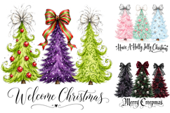 Christmas Tree Trio PNG Bundle, Trendy Holiday Clipart Product Image 2