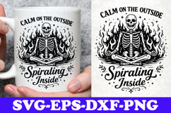 Calm On The Outside Spiraling Inside Skeleton SVG Design Product Image 1