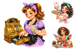 Retro Diner Waitress Sublimation Clipart Product Image 2