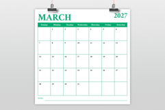 2027 Square Serif Bold COLOR 12x12 Calendar Template Product Image 3
