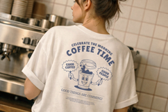 Celebrate Coffee Time Retro Morning Mascot T-Shirt Design Product Image 2