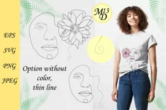 Abstract Female Face Flower Line Art, SVG, PNG, EPS Product Image 2