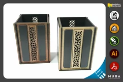 Wooden Pen Holder SVG, Office Desk Pen Case, Laser Cut File Product Image 2