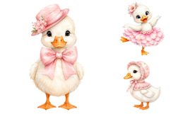 Cute Pink Floral Duck Clipart Bundle Product Image 2