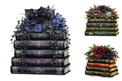 Gothic Floral Book Stack Clipart Product Image 2