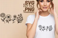 4x Floral SVG Wildflower Poppy Border Cricut PNG EPS Product Image 4