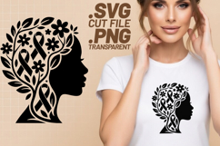 4x Breast Cancer Awareness Woman Floral Rose SVG Cut Files Product Image 3