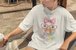 Cute Goose Watercolor PNG, Rainbow Duck with Glasses Product Image 2