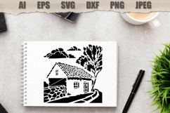 Stencil Rustic Cottage Landscape Product Image 2