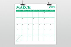 2030 Square Serif Bold COLOR 12x12 Calendar Template Product Image 3