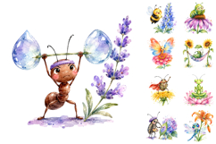 Whimsical Floral Garden Bug Clipart PNG Bundle Product Image 2