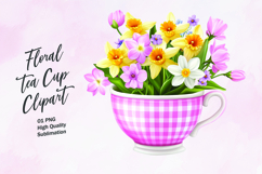 Floral tea cup clipart sublimation Product Image 1