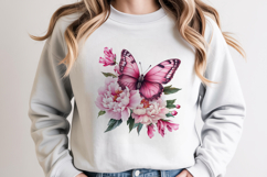 Butterfly with Daisy Flowers PNG Product Image 2
