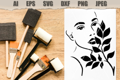 Stencil Minimalist Woman Face Botanical Product Image 2