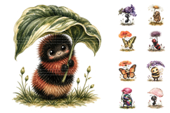 Cute Garden Bugs Clipart Bundle, Watercolor Insect Flower Product Image 2