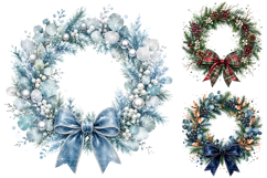 Watercolor Christmas Wreath Clipart Product Image 1