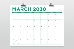 2030 8.5 x 11 Inch Bold Color Calendar Template Product Image 3