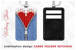 Zipper School Case Pattern - Cards Holder Keychain Product Image 1