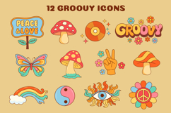 Groovy Retro Clipart Set, 70s Boho Hippie SVG Elements Product Image 2