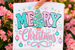 Pastel Merry Christmas Tree PNG Product Image 1