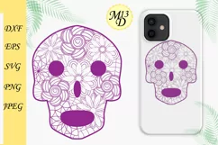 2 Mexican sugar skull with flowers for Day of the Dead skull Product Image 4
