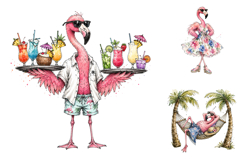 Whimsical Flamingo Summer Clipart, Summer Baby Shower PNG Product Image 2