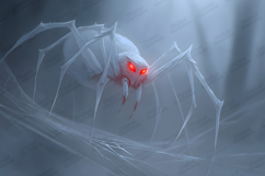 Ghostly White Spider Illustration with Red Eyes Product Image 1