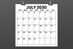 2030 Square 12 x 12 Inch Large Number Calendar Template Product Image 3