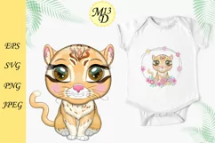 Asian golden cat with beautiful eyes in cartoon style Product Image 2