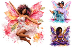 Black Girl Fairy Clipart Bundle, Afro Butterfly PNG Product Image 3