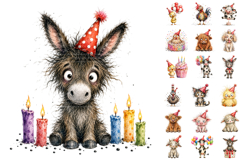 Whimsical Funny Animals Birthday Clipart PNG Product Image 3