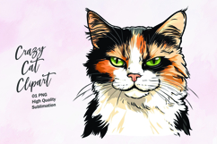 Crazy cat watercolor clipart PNG Product Image 1