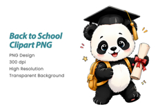 Back to School Panda Clipart PNG, Cute Panda Student PNG Product Image 2