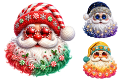Trendy Christmas Santa Faces PNG Clipart Bundle Product Image 2