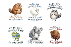 Funny Trans-Slender Fat Animal PNG Bundle Product Image 2