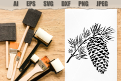 Stencil Pine Cone Branch Product Image 2