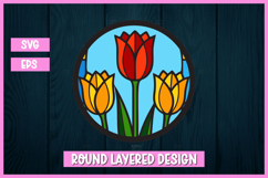 Layered Tulips Stained Glass SVG | 3D Paper Cut Floral Product Image 1