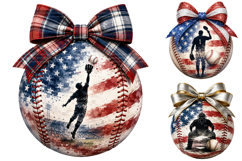 Patriotic Baseball PNG Bundle, American Flag Sports Clipart Product Image 2