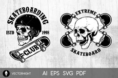 Set of skateboarding club emblems with skulls. Product Image 3