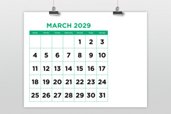 2029 Large Number Bold Color 8.5 x 11 Inch Calendar Template Product Image 3