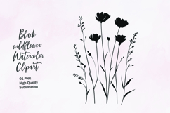 Black wildflower outline clipart sublimation Product Image 1