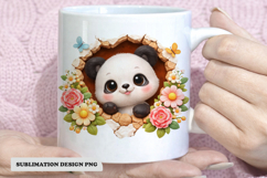 Cute Panda Floral Mug Design PNG | Baby Panda Sublimation Product Image 1