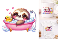Cute Sloth Bubble Bath Sublimation Clipart Product Image 3