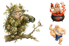 Funny Active Grandpa Clipart Bundle, Sublimation PNG Product Image 2