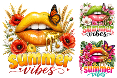 Summer Vibes Dripping Lips PNG Product Image 2