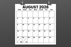 2026 Square 12 x 12 Inch Large Number Calendar Template Product Image 3