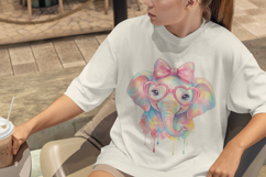 Cute Elephant Watercolor PNG, Rainbow Elephant with Glasses Product Image 2