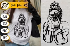 Woman photographer svg| Messy bun and Camera svg| Girl svg Product Image 1