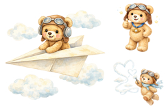 Cute Teddy Bear Aviator Clipart Bundle Product Image 2
